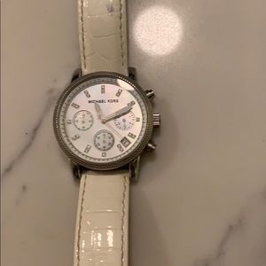 Michael Kors white leather band watch